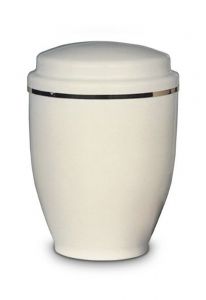 White coloured steel ashes urn