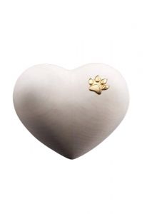 Pet urn for ashes 'Heart' with cat paw | natural lime