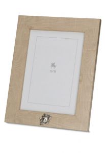 Light brown photo frame urn with small rose for cremation ashes