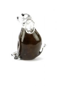 Crystal glass keepsake ashes urn 'Dog' brown