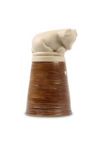 Handmade Ceramic Dog Urn with Heart – Brown