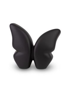 Small handmade ceramic butterfly keepsake urn, black