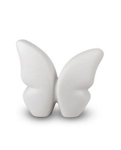 Small handmade ceramic butterfly keepsake urn, white