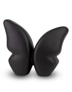 Modern handmade ceramic butterfly urn, black