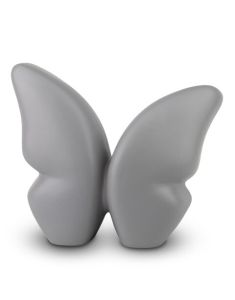 Modern handmade ceramic butterfly urn, grey
