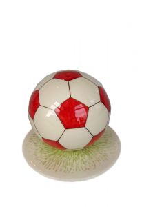 Hand painted soccer keepsake funeral urn