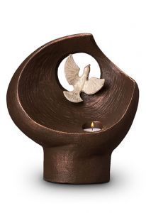 Ceramic funeral urn 'Peace dove' (tealight)