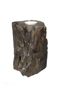 Bronze keepsake urn tree log with candle