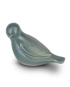 Ceramic keepsake urn “Whistling Bird” - turquoise