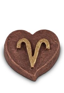 Heart-Shaped Keepsake Urn with Zodiac Sign, choice of 12 signs