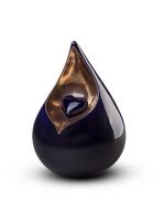 Teardrop shaped cremation ash urn 'Celest' dark blue