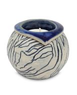 Handmade mini urn 'Ares' with candle holder - blue