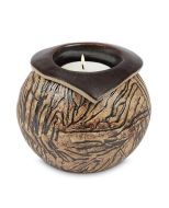 Handmade mini urn 'Ares' with candle holder - brown