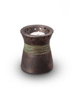 Ceramic keepsake cremation ashes urn with a candle
