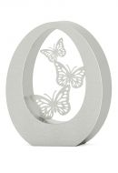 Stainless steel urn 'Oval butterflies'