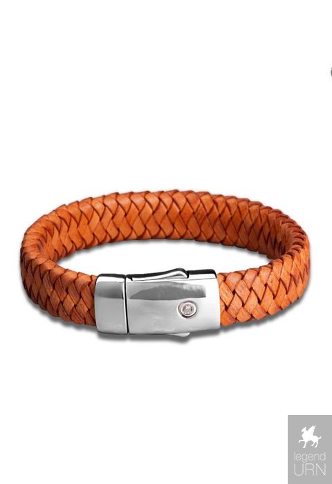 Ash holder braided leather bracelet Embrace brown Legendurn