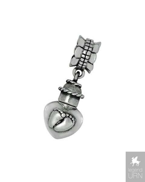 Silver Ashes Charm Baby feet for Pandora bracelets LegendURN
