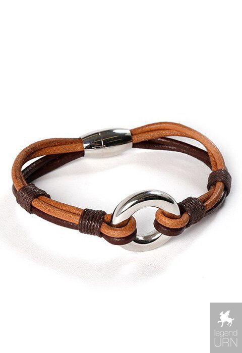 Leather Cremation Ash holder bracelet black and brown LegendURN Ireland