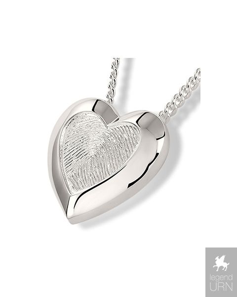 Fingerprint Pendant 'Heart' with Cremation Ashes Urn Holder
